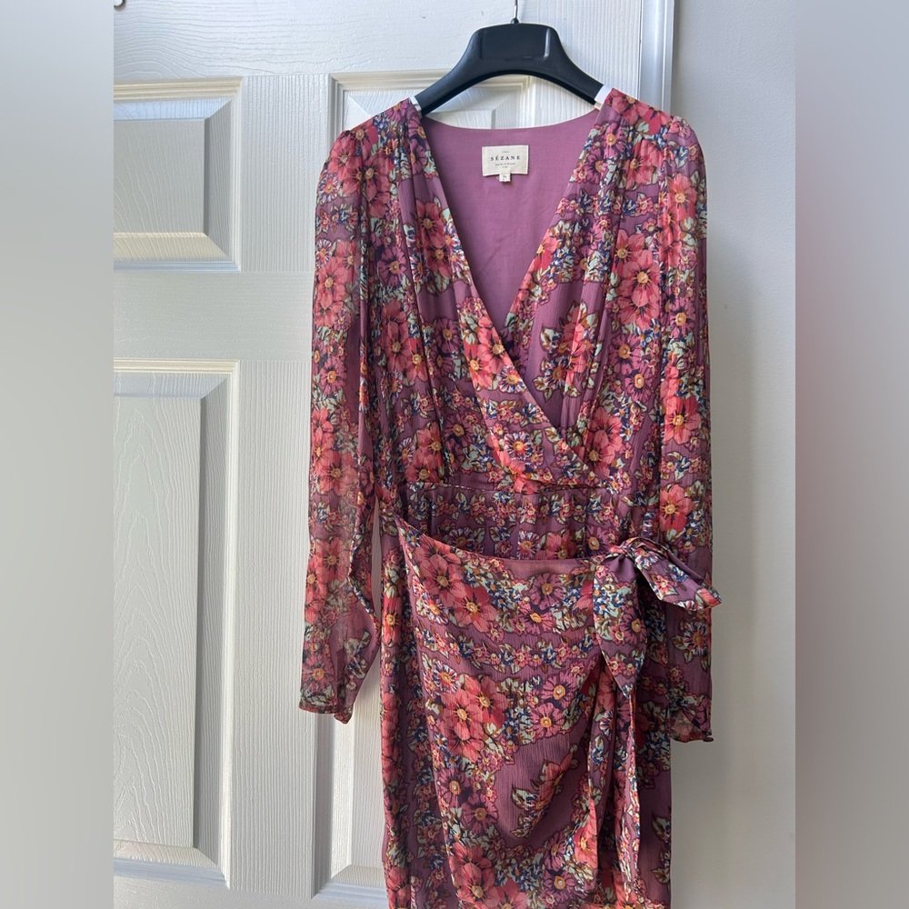 Sezane Floral wrap mini dress